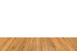 © backup16 - Wood table perspective background vector illustration. Wooden desk isolated on white backdrop with top front view. Realistic kitchen brown board. Rustic countertop of timber surface. Home furniture