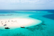 Idyllic sand bank atoll in Zanzibar, Tanzania. Aerial view