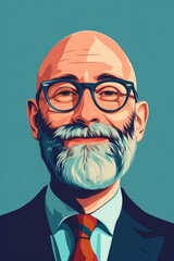 Aufkleber - A professional man with glasses and a beard wearing a suit and tie. Versatile image suitable for business, corporate, or professional concepts