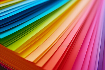 Poster - Colorful eco paper plastic. Multi-colored eco material, colorful texture close-up. Multi-colored sheets colored. Red, yellow and blue. The concept of creativity crafts. Diagonal. Macro. Selective focu