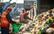 Workers processing and sorting recyclable materials in recycling facility, behind-the-scenes operations of recycling, and the importance of waste management	
