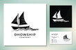 Silhouette of Dhow Sailing Boat logo design, Traditional Sailboat from Asia Africa on the Sea Ocen River
