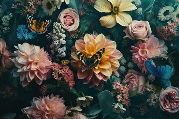 Aufkleber - A close up view of a beautiful bunch of flowers. Perfect for adding a touch of nature and vibrancy to any project or design