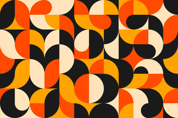Poster - Modern abstract geometric pattern, circle grid vector background. Modern geometric pattern with Geometric shapes circle or round mosaic grid with color art, seamless pattern tile background