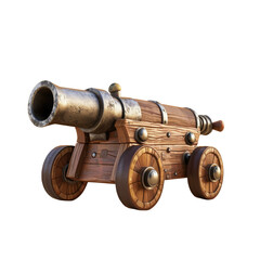 Pirate medieval cannon in cartoon style, cut out - stock png.