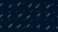Pliers Symbols Float Horizontally From Left To Right. Parallax Fly Effect. Floating Symbols Are Located Randomly. Seamless Looped 4k Animation On Dark Blue Background