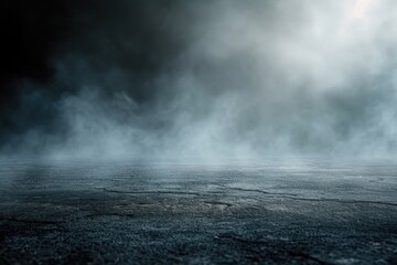 Poster - An image of an empty concrete floor with smoke rising from it. This versatile picture can be used to depict mystery, danger, or an industrial setting