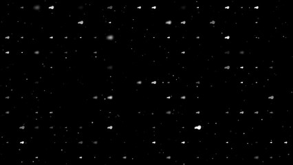 Poster - Template animation of evenly spaced sports whistle symbols of different sizes and opacity. Animation of transparency and size. Seamless looped 4k animation on black background with stars