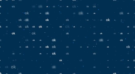 Poster - Template animation of evenly spaced ok symbols of different sizes and opacity. Animation of transparency and size. Seamless looped 4k animation on dark blue background with stars
