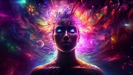 Wall Mural - feel your mind expanding as you lose yourself in a cosmic journey through space and time, accompanie