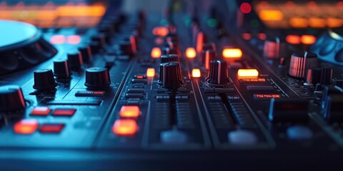 Aufkleber - A close-up view of a DJ's control board. Perfect for music production and DJ equipment-related designs