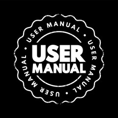 Poster - User Manual - intended to assist users in using a particular product, service or application, text concept stamp