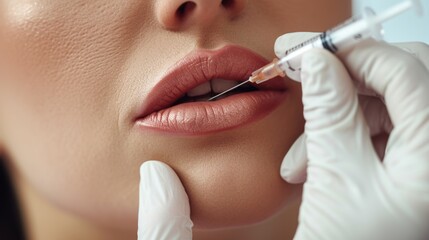 Poster - A close up image of a person receiving an injection. This image can be used to illustrate medical procedures or healthcare concepts