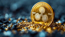 The Ripple-xrp Virtual Currency Logo. 3d Illustrations. Bitcoin And Cryptocurrency Investing Concept. Cryptocurrency Golden Coin With Gold Ripple Symbol. Rise And Fall Charts Of Alt Coins.