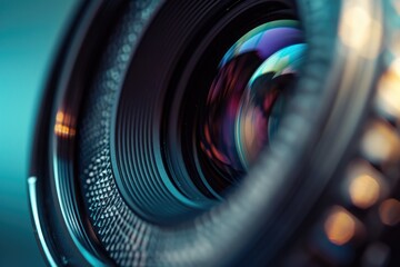 Poster - A detailed view of a camera lens. Perfect for photography enthusiasts and professionals.