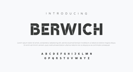 Wall Mural - Berwich Lettering Modern Alphabet font. Futuristic designs. Typography fonts regular, typeface uppercase and lowercase.	