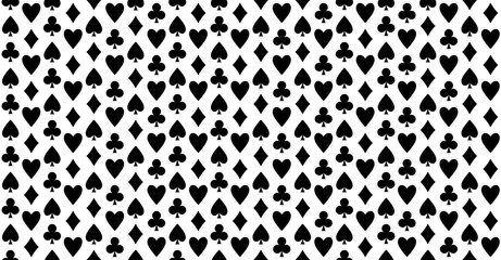 Canvas Print - Playing card seamless black white pattern