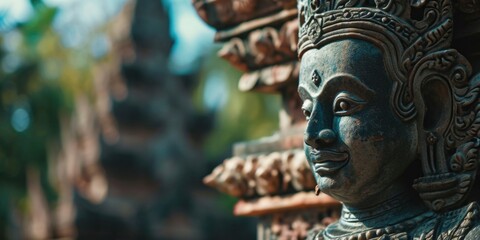 Poster - A close-up view of a statue of a person. Can be used as a decorative element or to add an artistic touch to various projects