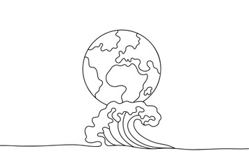 Wall Mural - Wave. Planet Earth. One line