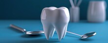 White Tooth With Dentist Mirror And Root Canal Treatment,