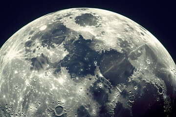 Wall Mural - The Moon and its surface against dark night sky, astronomy.