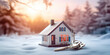 Keys with Tiny Keychain Shaped Pendant, Miniature house with keys on wooden background. Real estate concept, A Wooden Cottage On A Snowy Winter Day 