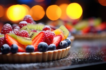 Wall Mural - A close-up of a colorful fruit tart.