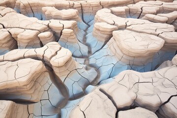 Wall Mural - canyon floor with a pattern of dried riverbed cracks