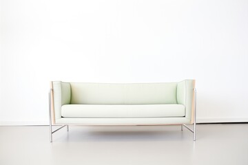 Wall Mural - sleek minimalist sofa with chrome legs in white room