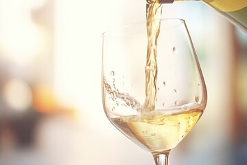 Poster - pouring white wine into a glass, closeup