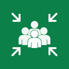 Wall Mural - Isolated square green sign group of people gather for assembly point emergency zone signage