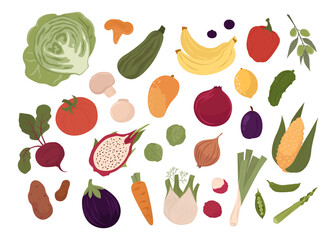 Wall Mural - Healthy food elements in flat style