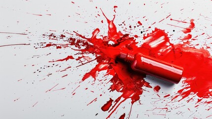 Poster - Red paint splattered on a white surface. Can be used for artistic or creative projects