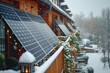balcony solar battery on the balcony in Europe, wintertime 