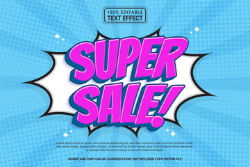 Wall Mural - Editable text effect Super sale! 3d cartoon template style modern premium vector