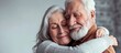 Pretty senior lovers hugging with joy. Copy space image. Place for adding text