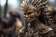 
A Serpentine Humanoid Wood Sculpture That Stylistically Resembles Native American And Ancient Chinese Art