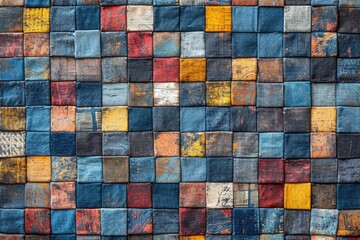 Poster - Colorful patchwork fabric textile denim jeans cloth pattern