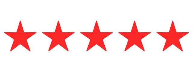 Wall Mural - Five red flat stars for product ratings in apps and websites