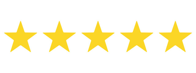 Wall Mural - Five golden flat stars for product ratings in apps and websites