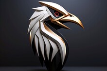 Close-up, 3d Mockup Of Abstract Bird With Minimal Background