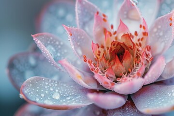 Aufkleber - A detailed view of a flower with glistening water droplets. Perfect for adding a touch of nature and freshness to any design or project