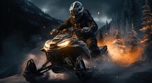 Braving The Icy Terrain, A Daring Motorcyclist Revs Their Snowmobile Through A Digital World Of Adrenaline-fueled Racing And Breathtaking Adventure