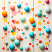 Balls In Pastel Colors On A White Background, 3d Background With Colorful Balls, Colorful Circles And Dots