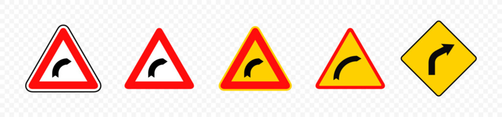 curve road sign vector design