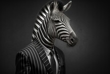 Portrait Of Zebra In An Expensive Business Suit