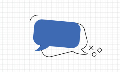 Wall Mural - Blue Chat, Quote icon. Empty speech bubble line art. Vector illustration