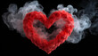Serce z czerwonego dymu, Walentynki, kartka, abstrakcja. Generative AI