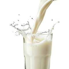 Fototapete - Pouring fresh milk into the glass with splashing