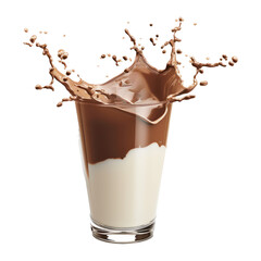 Fototapete - Milk and chocolate milk splashing out of glass